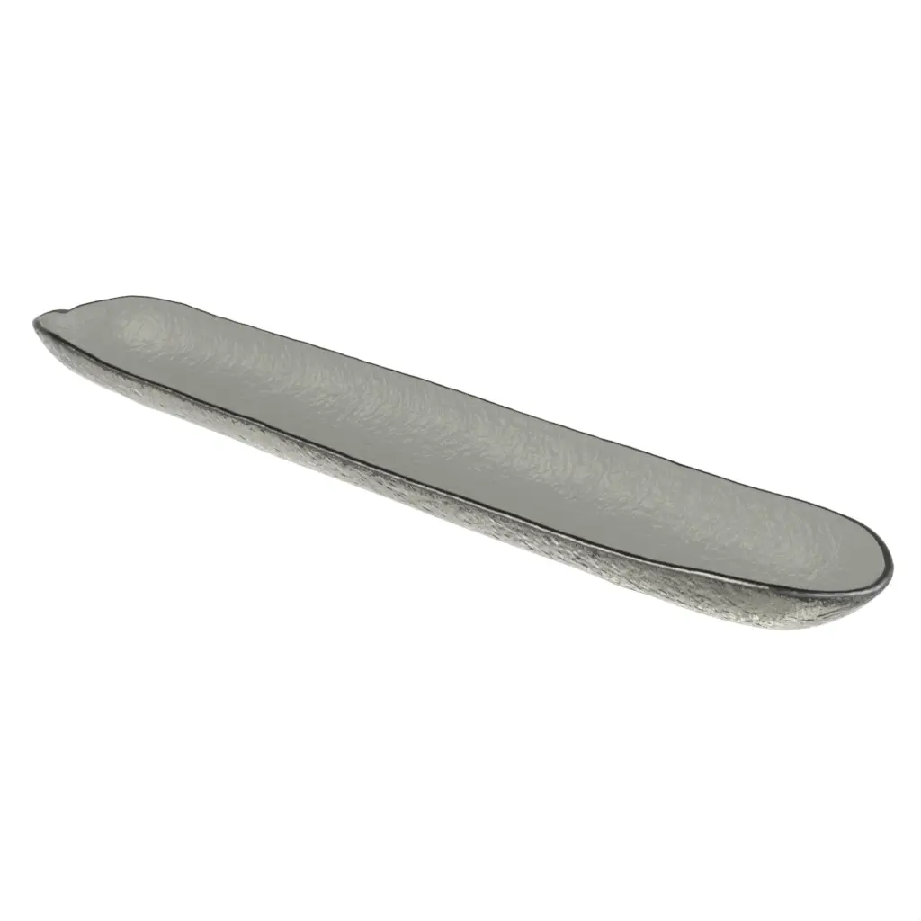 Extra Large Glass Bowl in Gray Textured Glass - Boat Shaped Bowls - 3/4 View