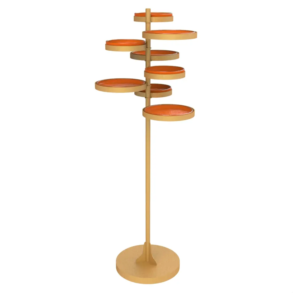 Floor Standing Afternoon Tea Stand in Hermes Orange - Tea Stands - 3/4 View