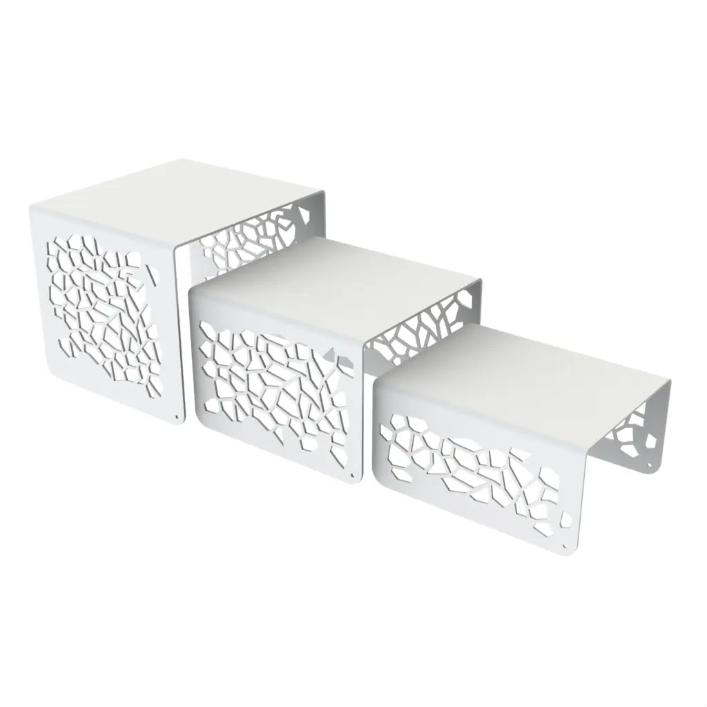 Food Display Risers in White - Buffet Risers Stands - 3/4 View