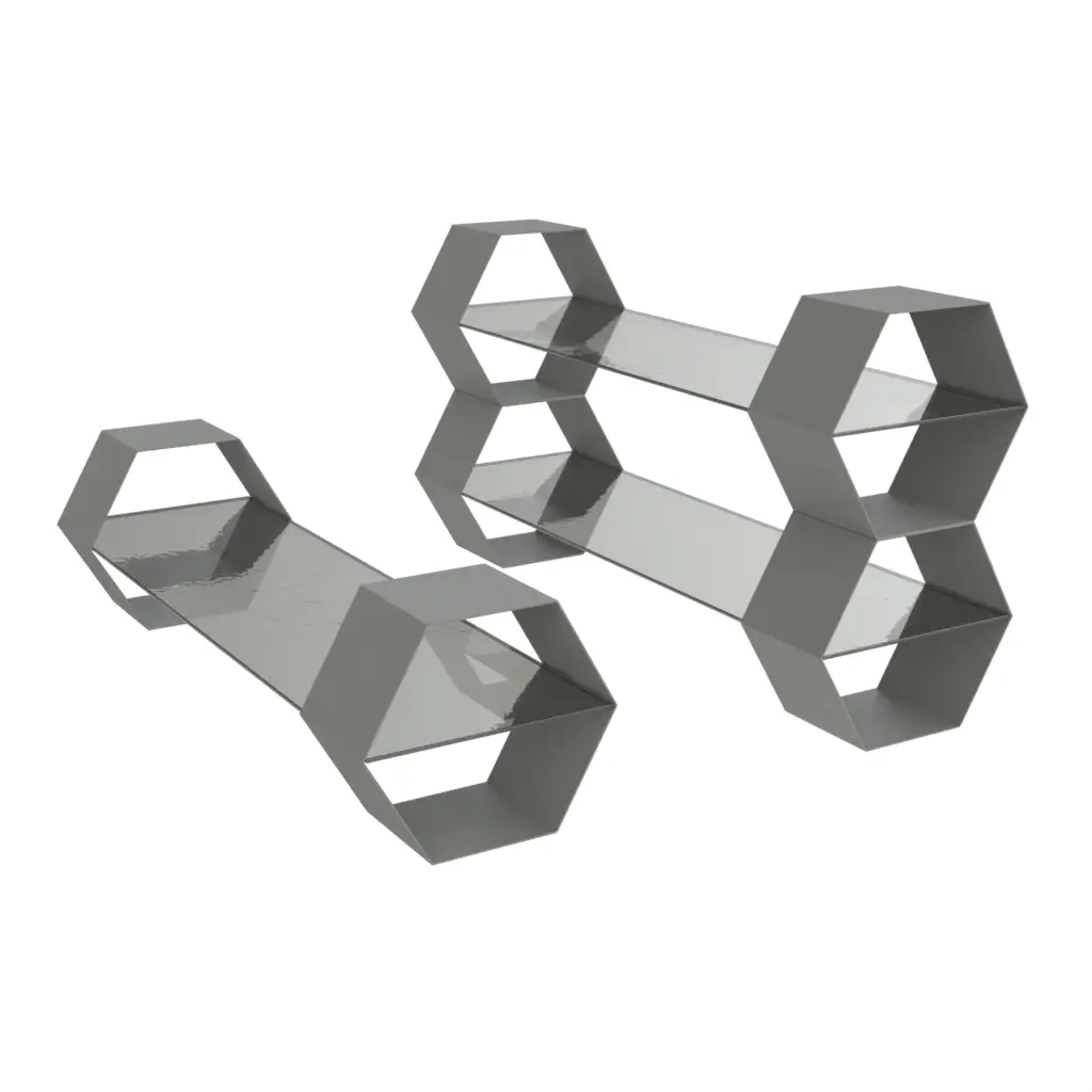 Food Display Stand in Gray Textured Glass - Buffet Risers Stands - 3/4 View