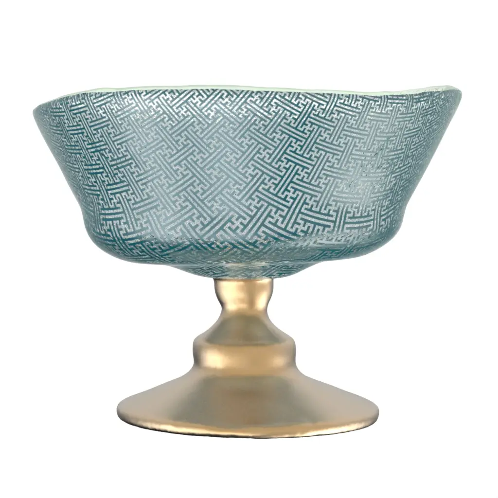 Footed Dessert Bowl in Jungle Blue - Restaurant Bowls - 3/4 View