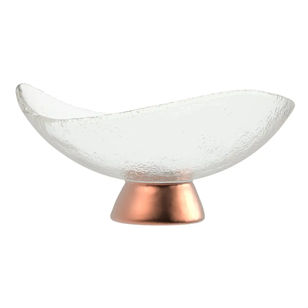 Footed Fruit Bowl in Glass With Texture - Welcome Amenities - 3/4 View