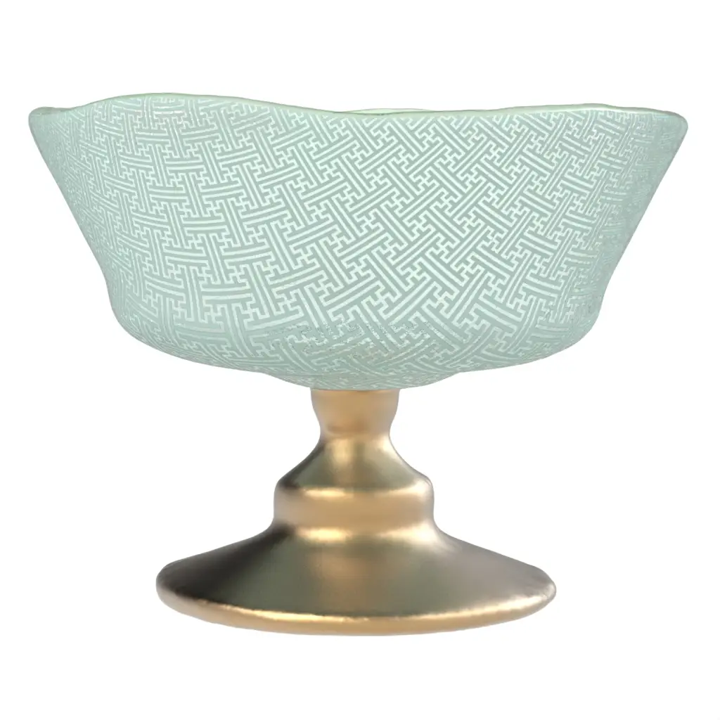Footed Glass Dessert Bowl in Aquamarine - Restaurant Bowls - 3/4 View