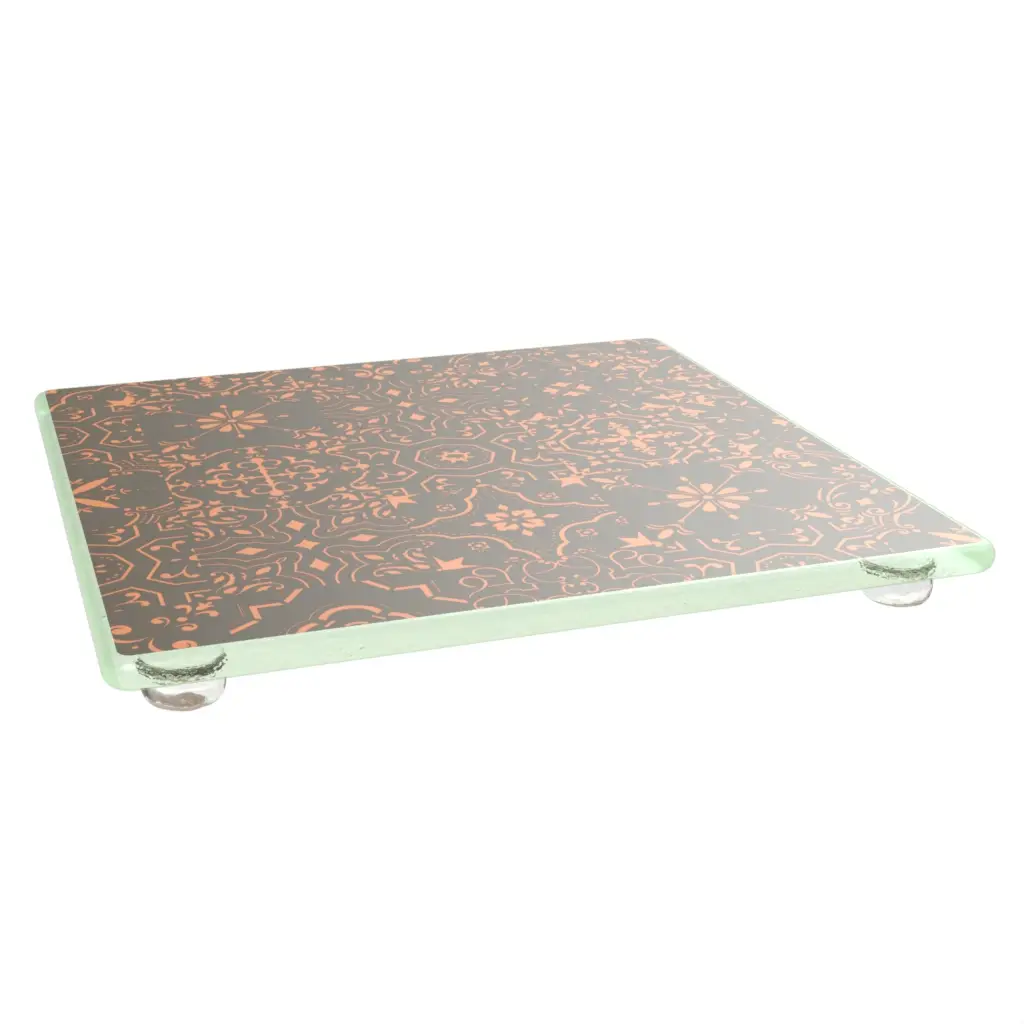 Footed Serving Board in Matte Silver - Serving Dishes - 3/4 View