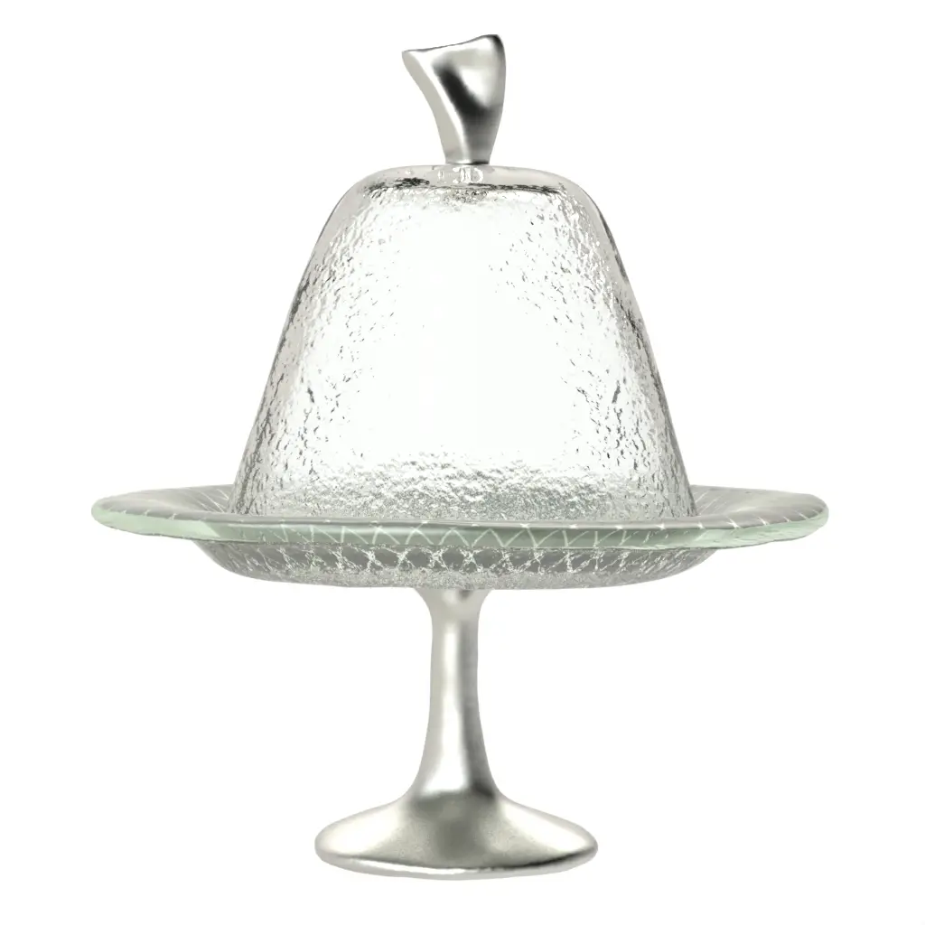 Glass Cake Stand Dome in Dark Silver Gray - Cake Stands - 3/4 View