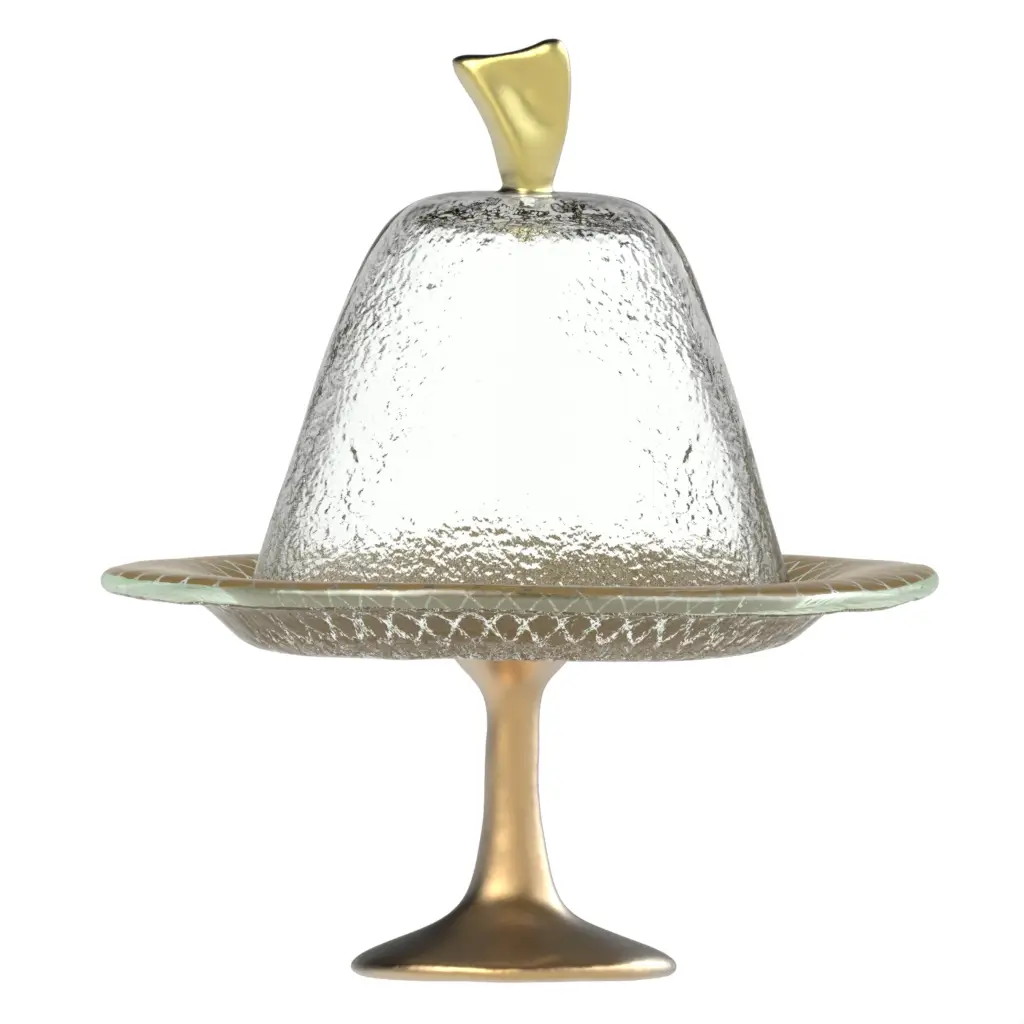 Glass Cake Stand Dome in Olive Gray - Cake Stands - 3/4 View