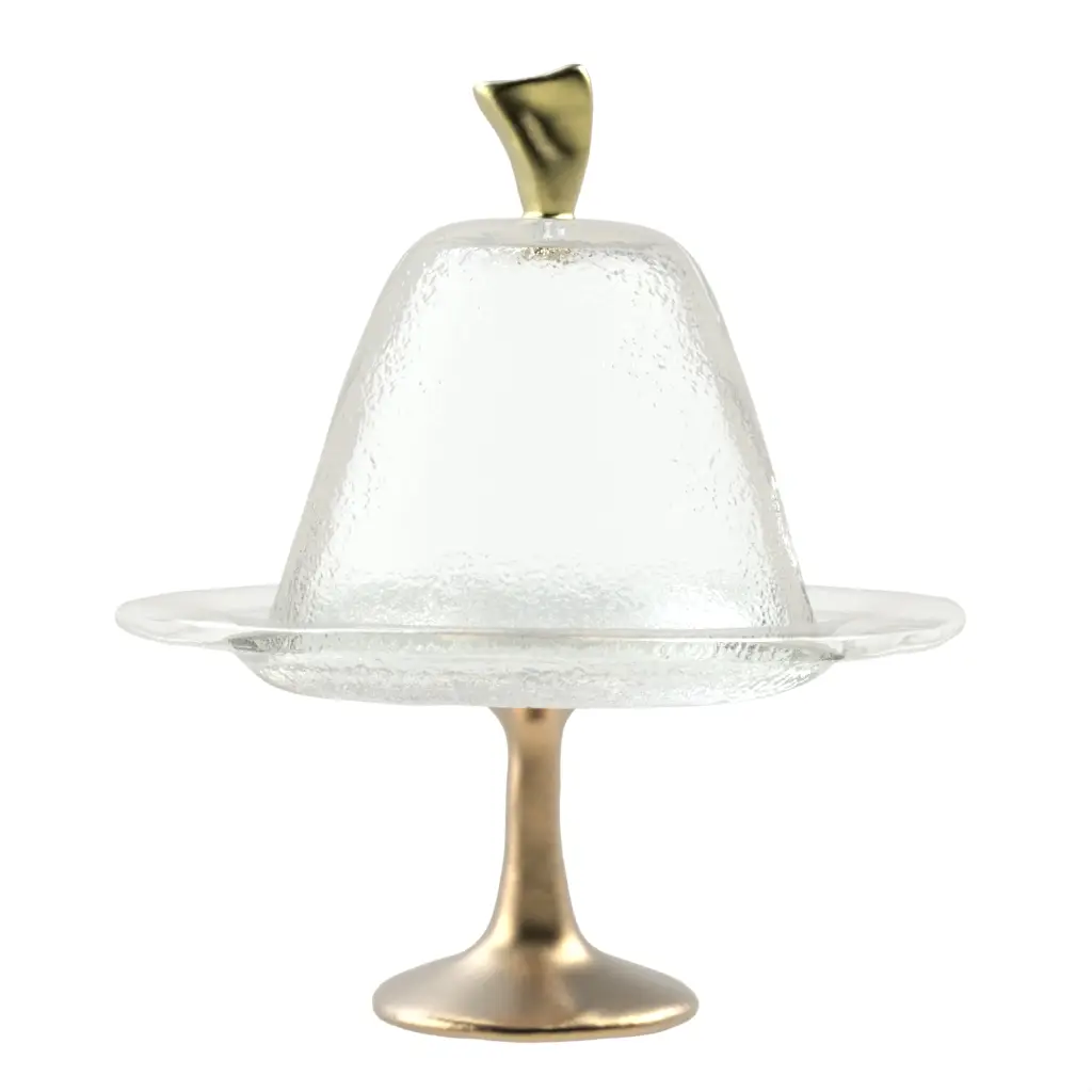 Glass Cake Stand Dome in Glass With Texture - Cake Stands - 3/4 View