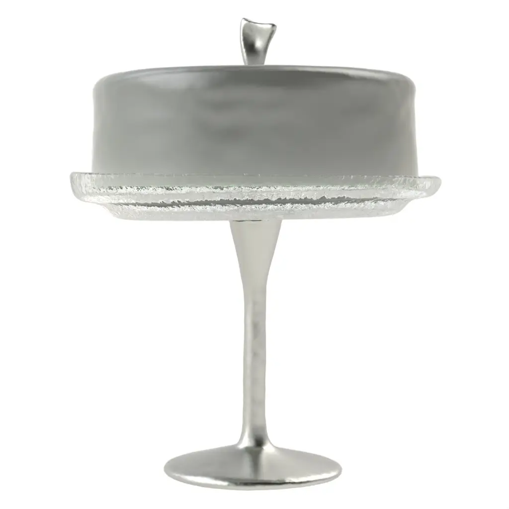 Glass Cake Stand Dome in Dark Silver Gray - Cake Stands - 3/4 View