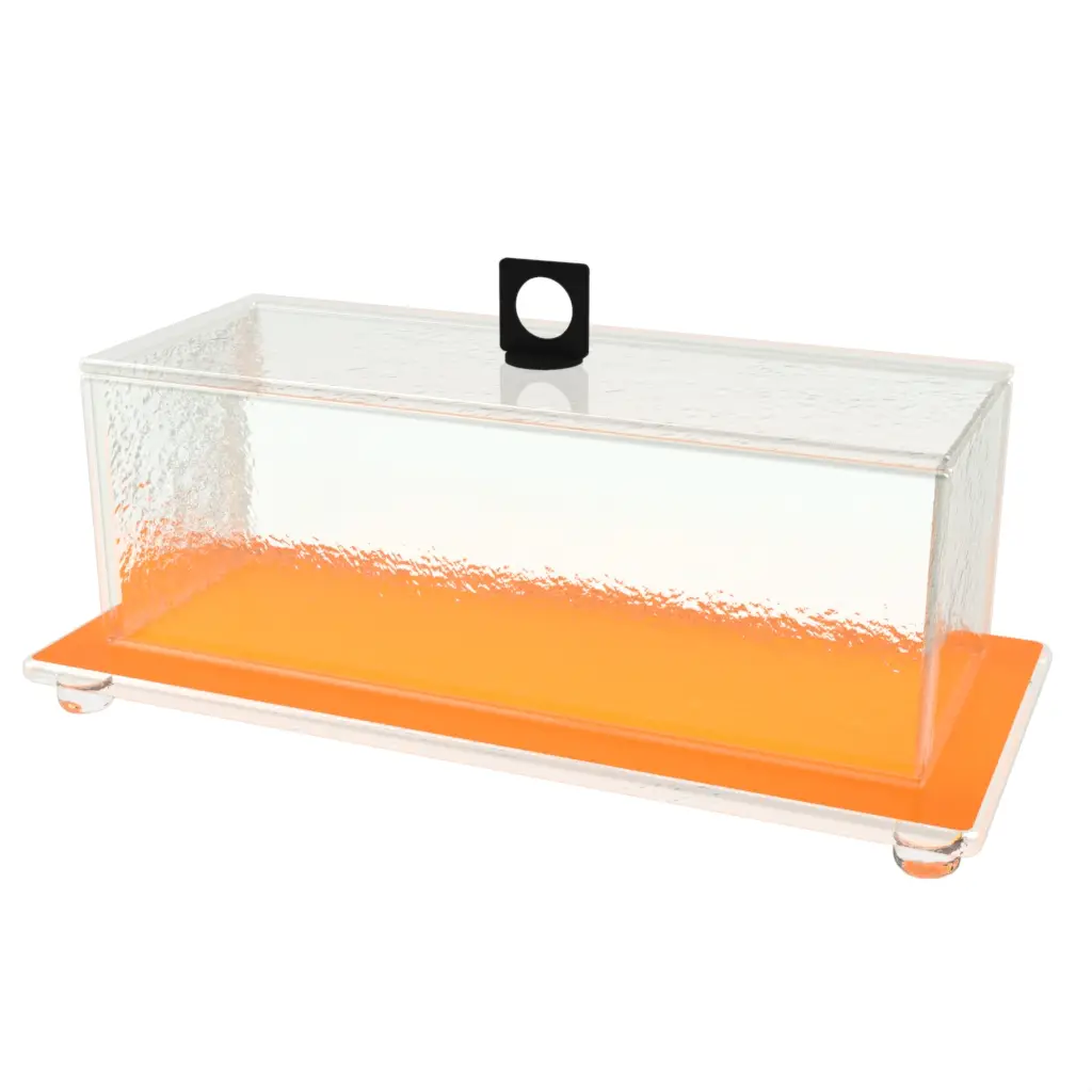 Glass Cake Stand Dome in Saffron Orange - Cake Stands - 3/4 View
