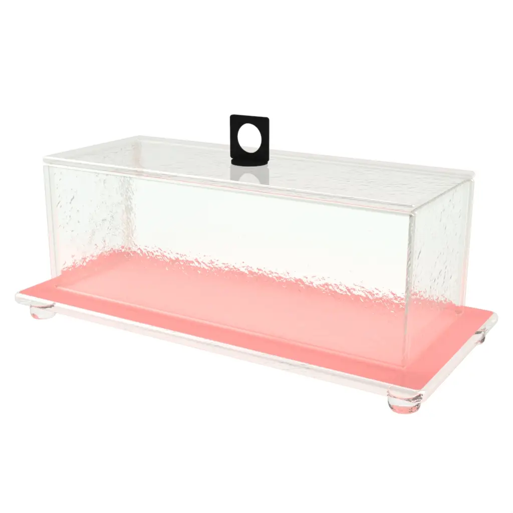 Glass Cake Stand Dome in Pink Nektar - Cake Stands - 3/4 View