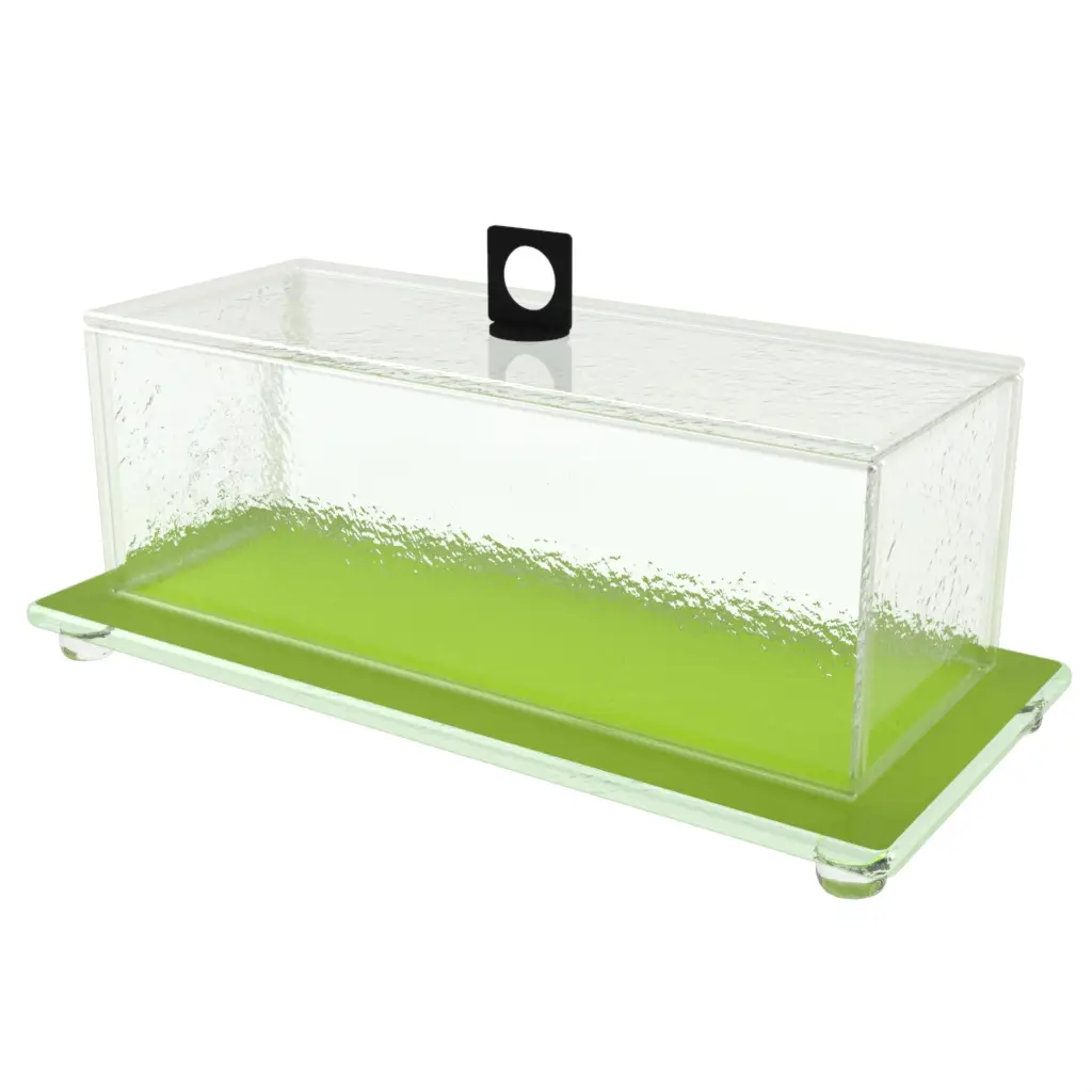 Glass Cake Stand Dome in Greenery Green - Cake Stands - 3/4 View