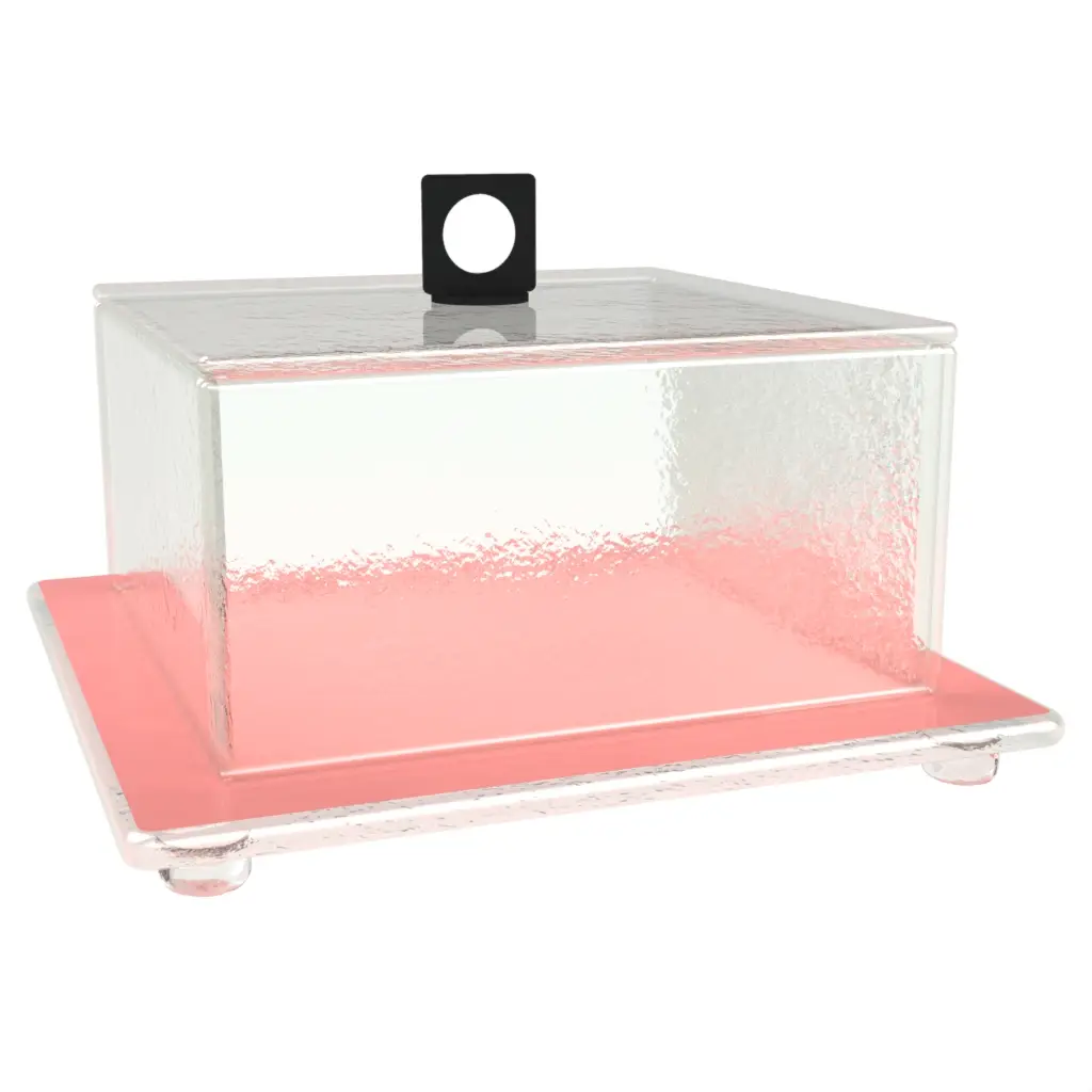 Glass Cake Stand With Cover in Pink Nektar - Cake Stands - 3/4 View