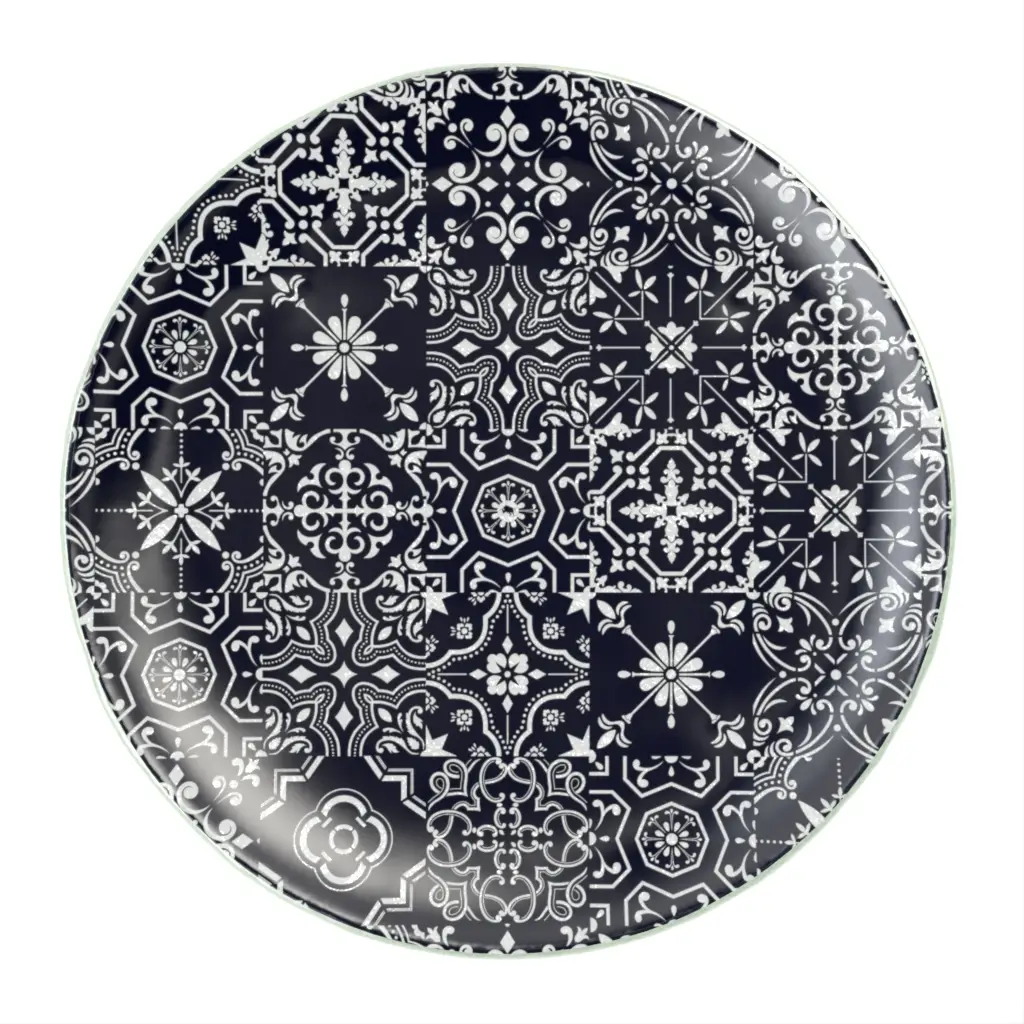 Glass Charger in Navy Onyx Blue - Fine Dining Tableware - 3/4 View