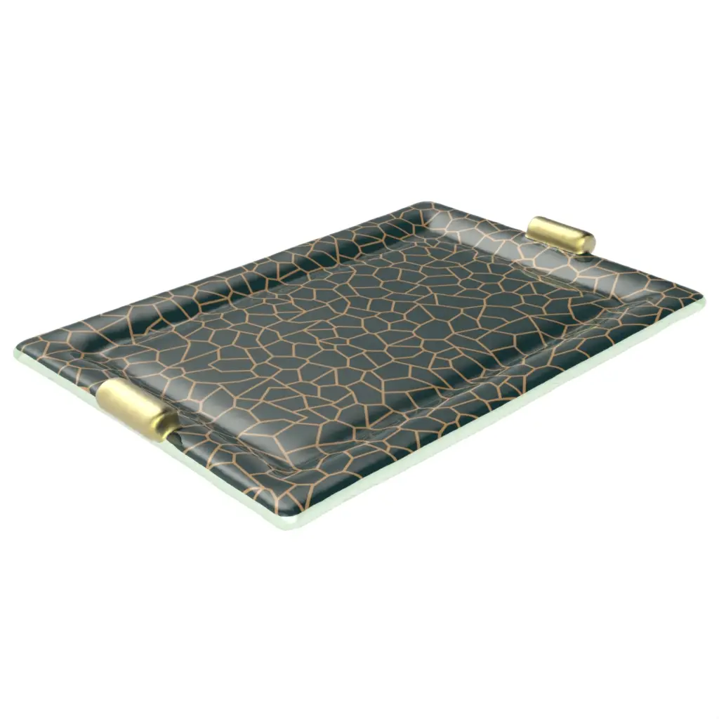 Glass Charger in Jungle Blue - Fine Dining Tableware - 3/4 View