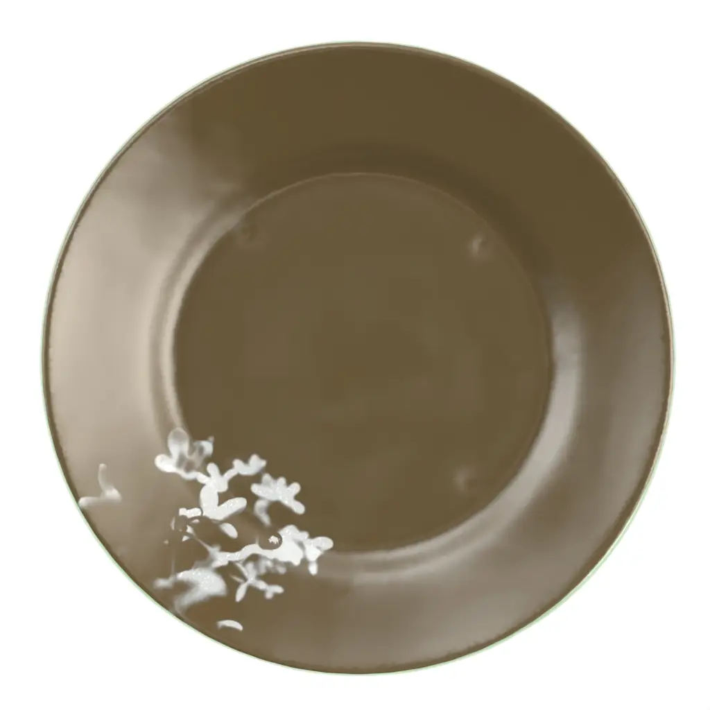 Glass Charger in Olive Green - Fine Dining Tableware - 3/4 View
