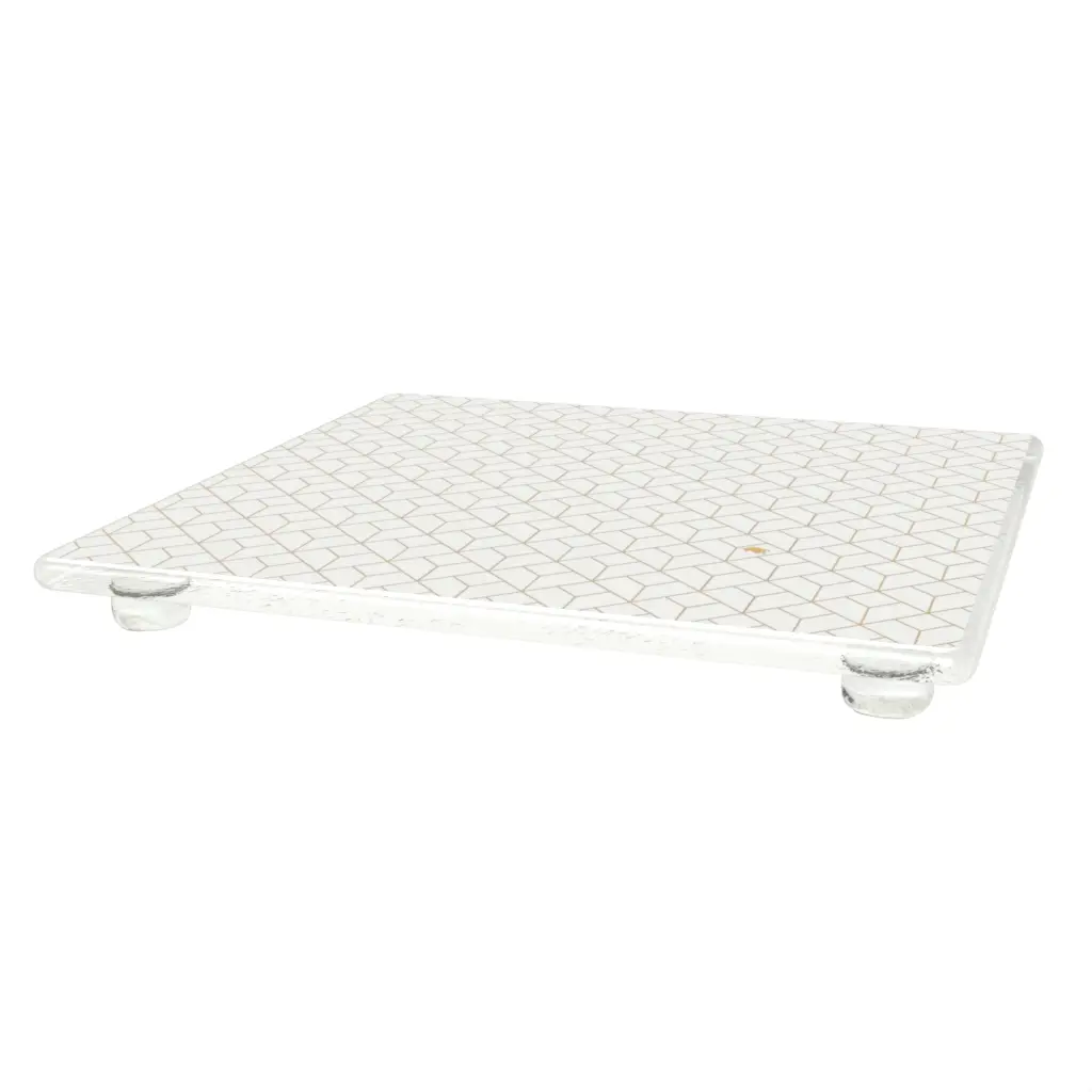 Glass Cheese Board in Milk White - Serving Dishes - 3/4 View
