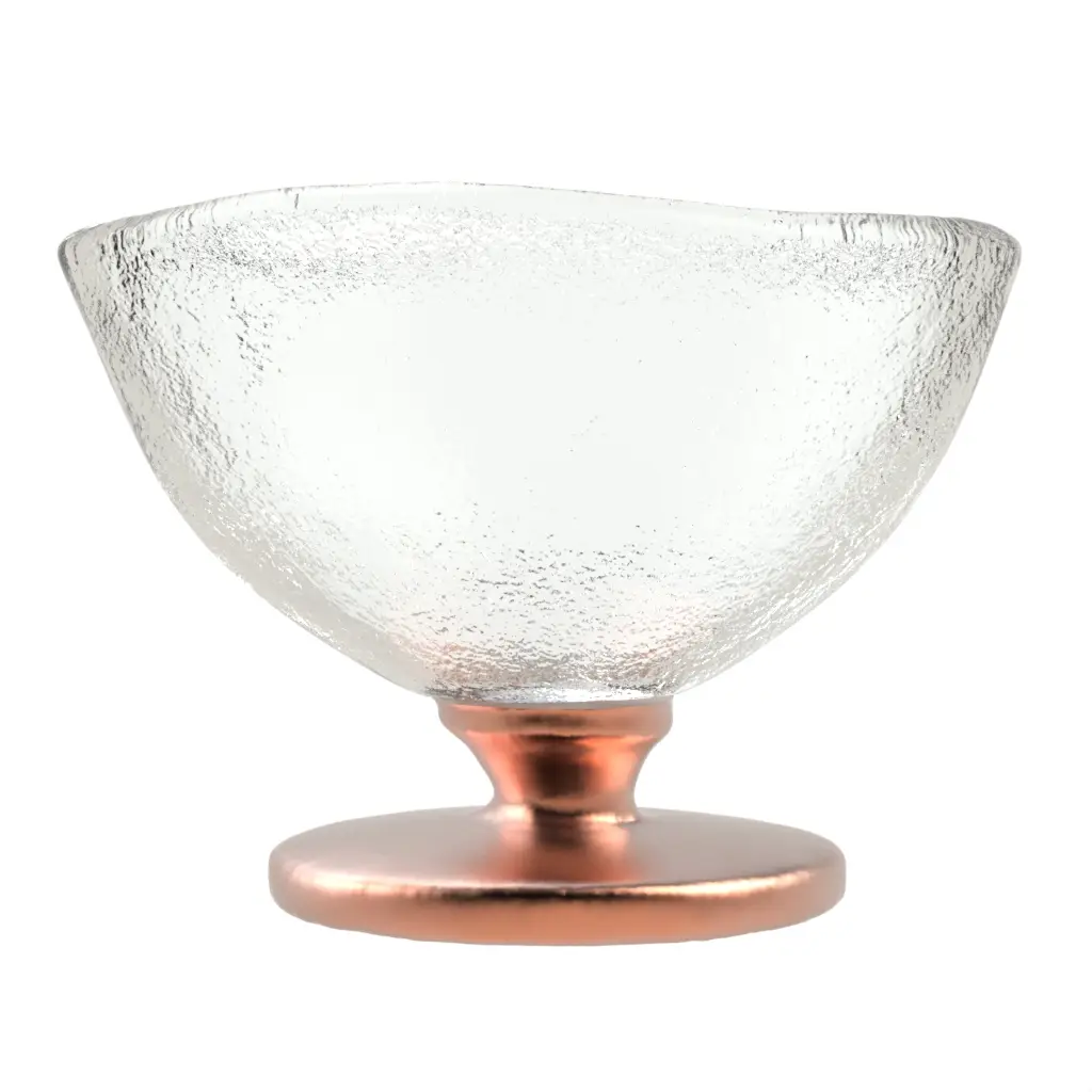 Glass Dessert Bowl in Glass With Texture - Restaurant Bowls - 3/4 View