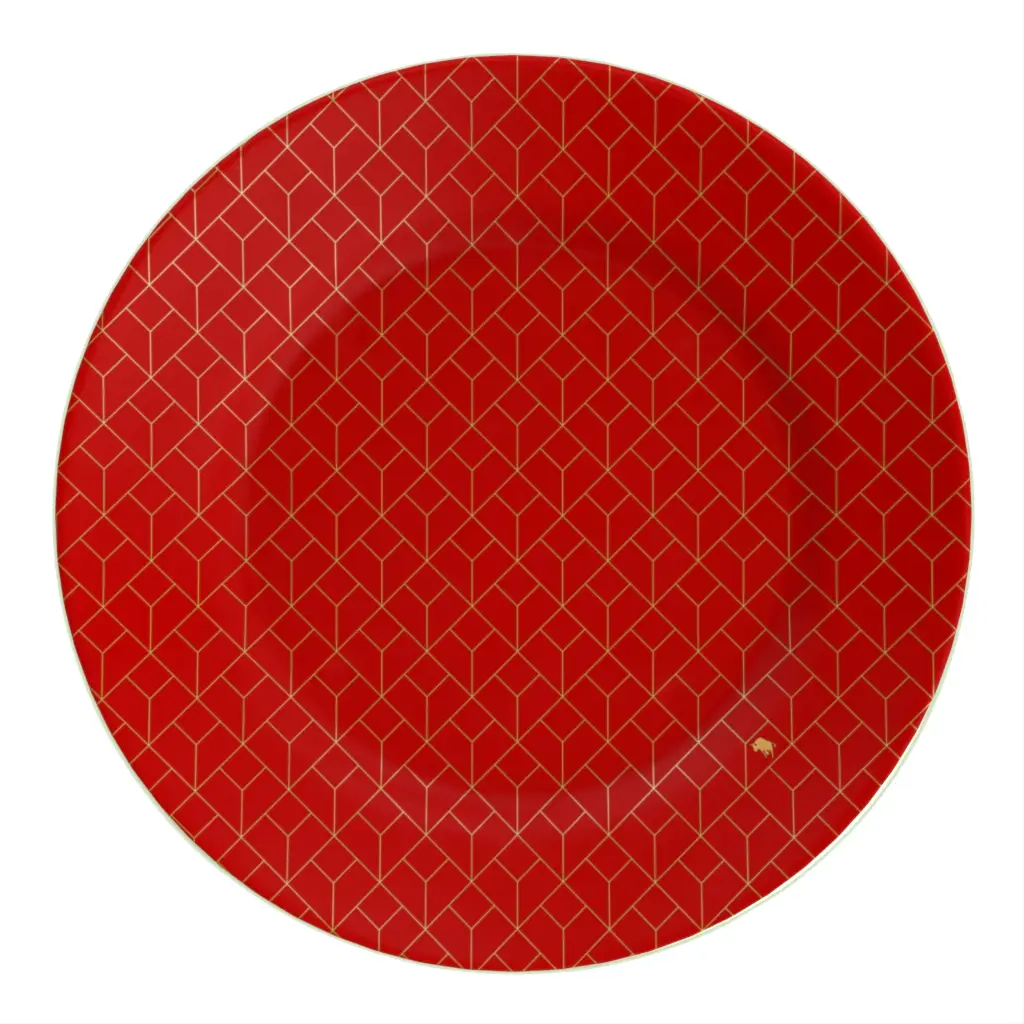Glass Dessert Plate in Chinese Red - Restaurant Plates - 3/4 View