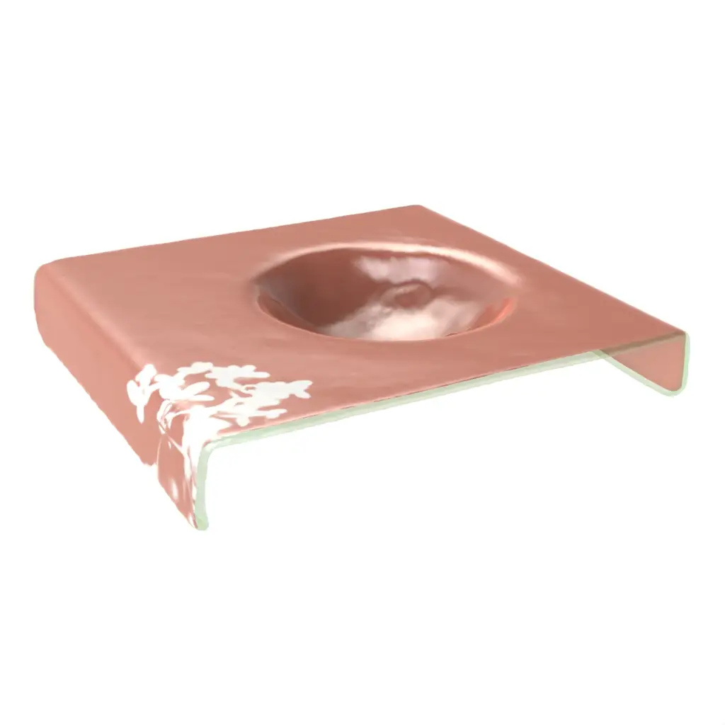 Glass Dessert Plate in Brown Pink - Restaurant Plates - 3/4 View