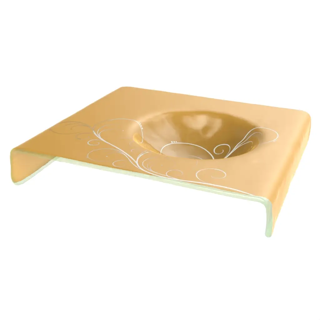 Glass Dessert Plate in Matte Gold - Restaurant Plates - 3/4 View