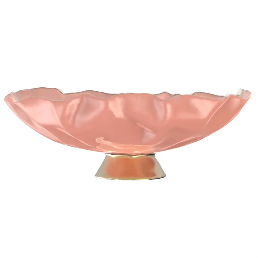 Glass Punch Bowl in Light Salmon Pink - Bar Accessories - 3/4 View