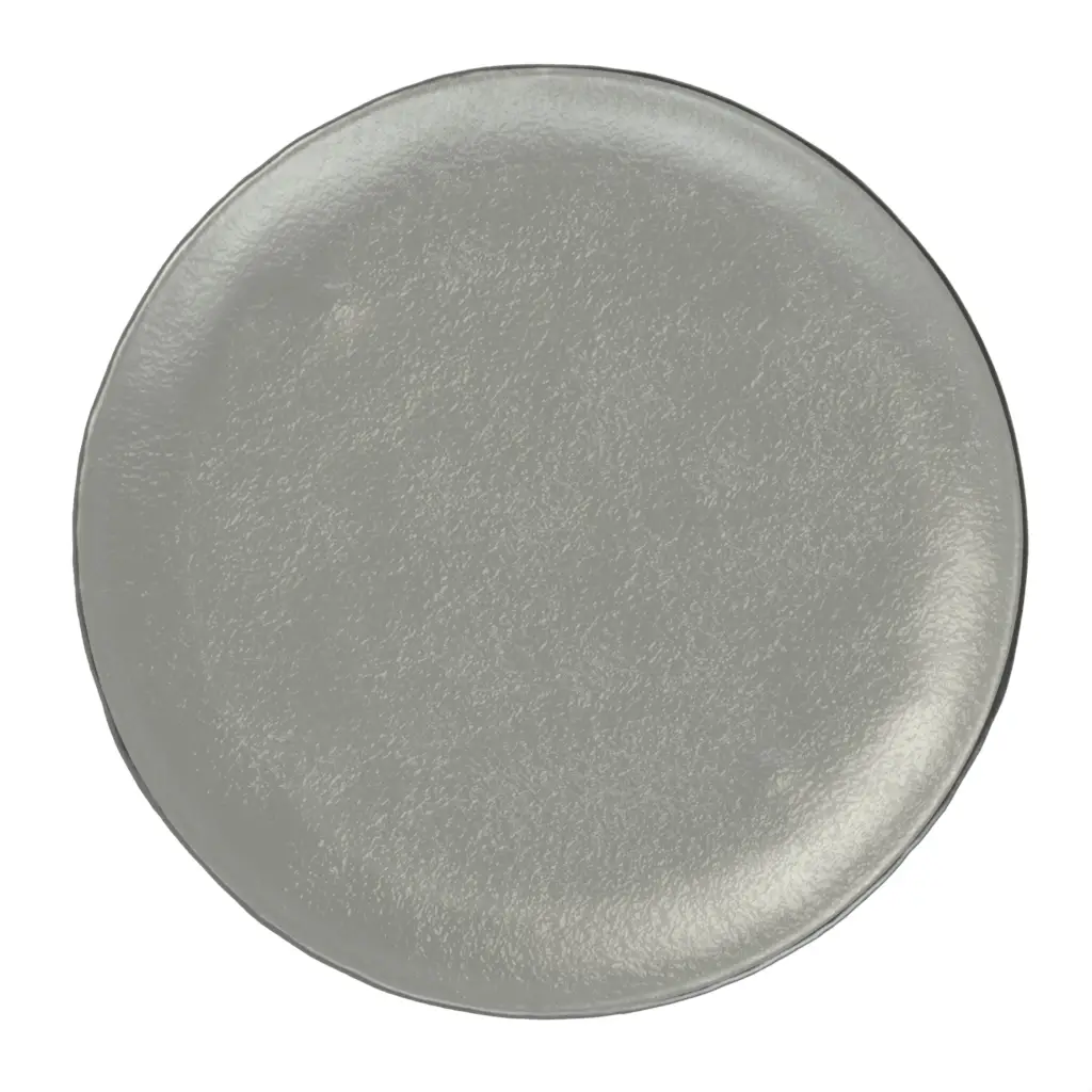 Glass Serving Platter in Gray Textured Glass - Buffet Serveware - 3/4 View