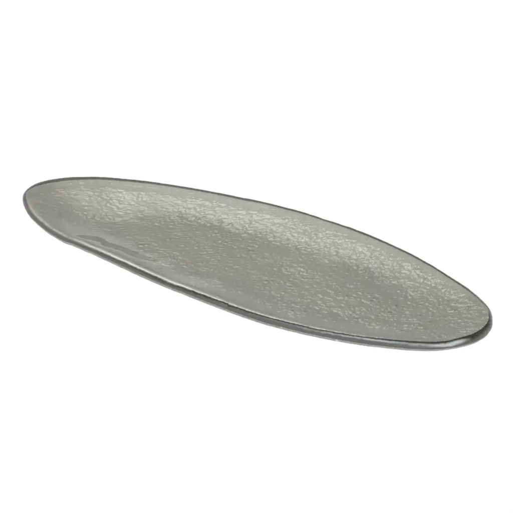 Glass Serving Platter in Gray Textured Glass - Buffet Serveware - 3/4 View