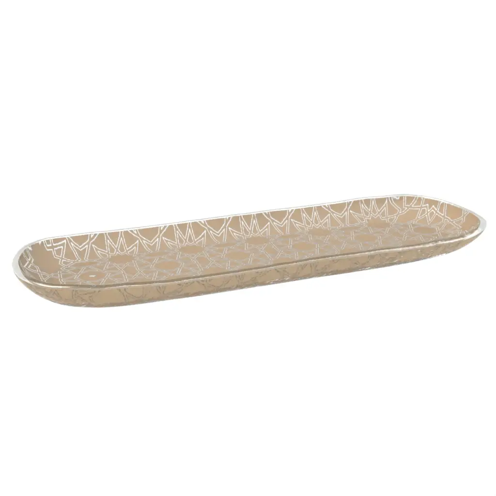 Glass Serving Platter in Almond Beige - Buffet Serveware - 3/4 View