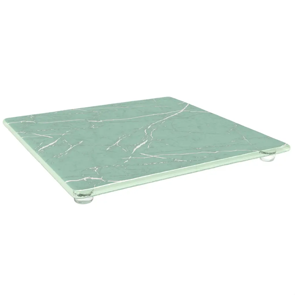 Glass Serving Platter in Teal Turquoise - Buffet Serveware - 3/4 View