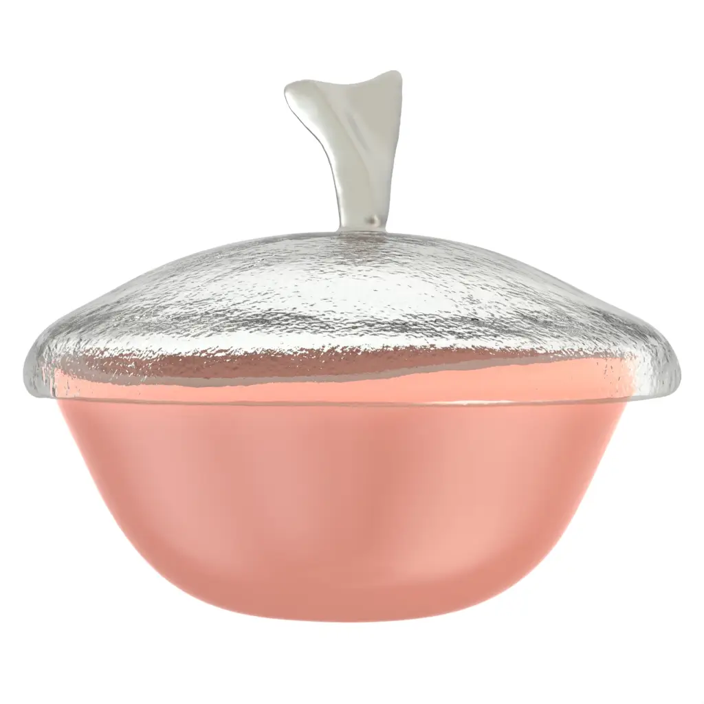 Glass Sugar Bowl in Light Salmon Pink - Afternoon Tea Ware - 3/4 View
