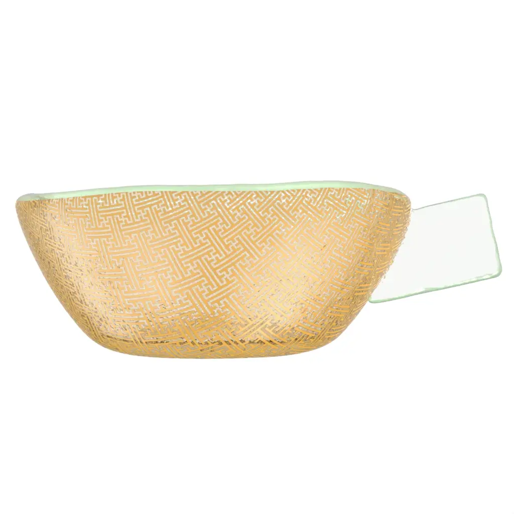 Glass Tea Cup in Matte Gold - Restaurant Bowls - 3/4 View