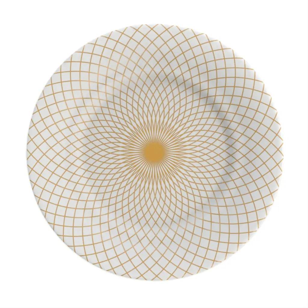 Gold Dessert Plate in Milk White - Restaurant Plates - 3/4 View
