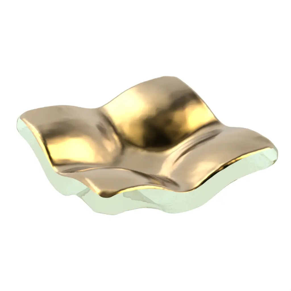 Heavy Glass Ashtray in Pure Gold - Bar Accessories - 3/4 View