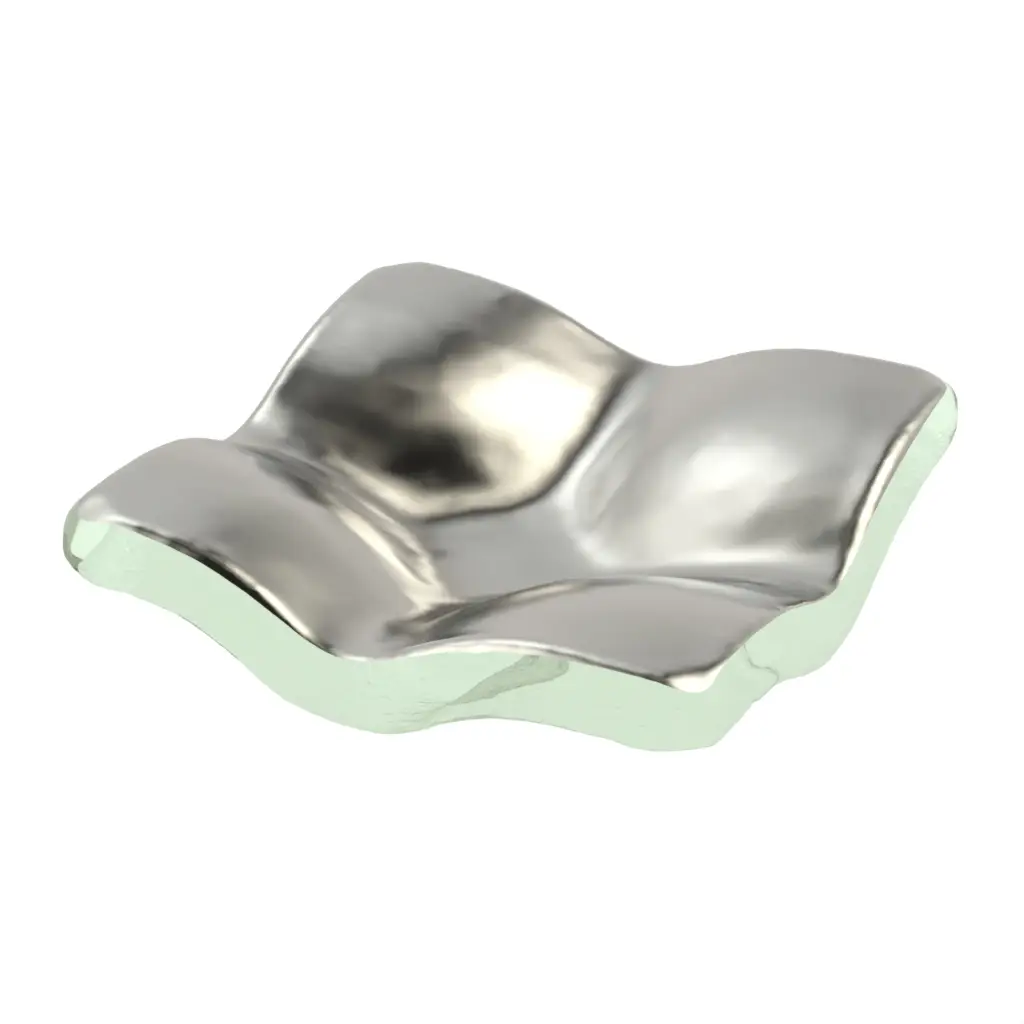 Heavy Glass Ashtray in Platinum Silver - Bar Accessories - 3/4 View