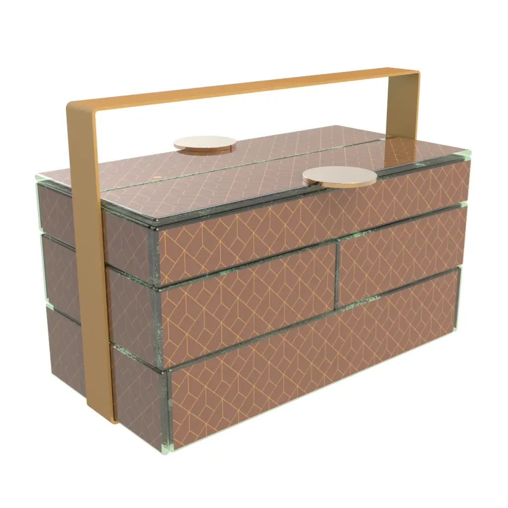 High End Picnic Basket in Tobacco Brown - Specialty Serveware - 3/4 View