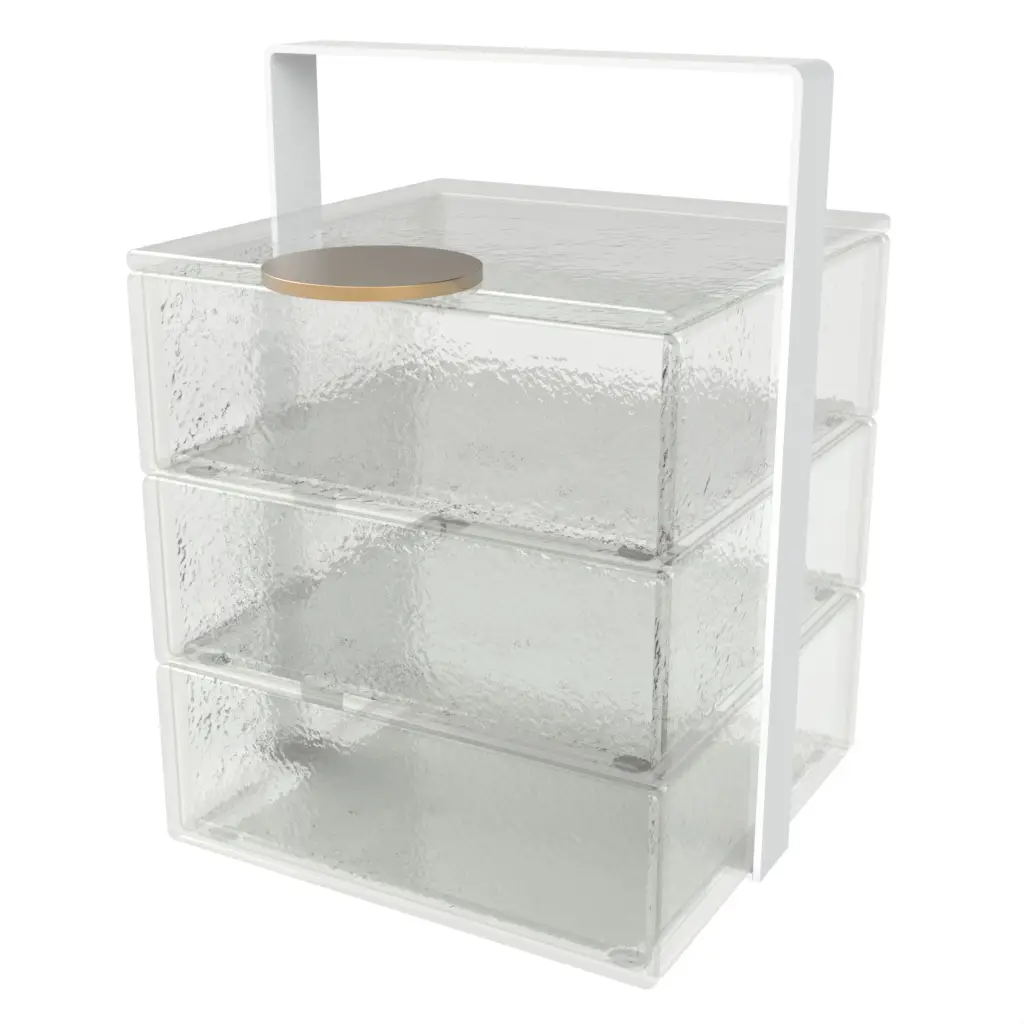 High Tea Box in Glass With Texture - Specialty Serveware - 3/4 View