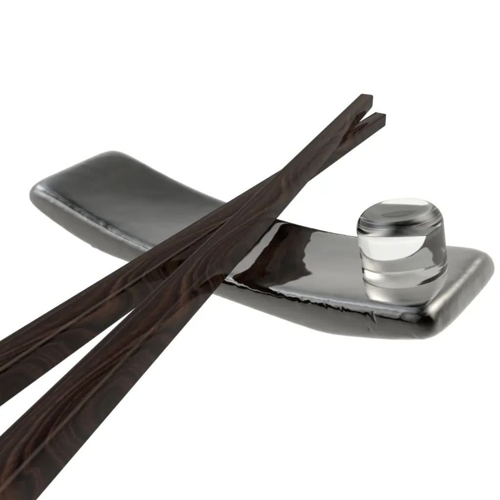 Japanese Chopstick Rest in Glass With Texture - Fine Dining Tableware - 3/4 View