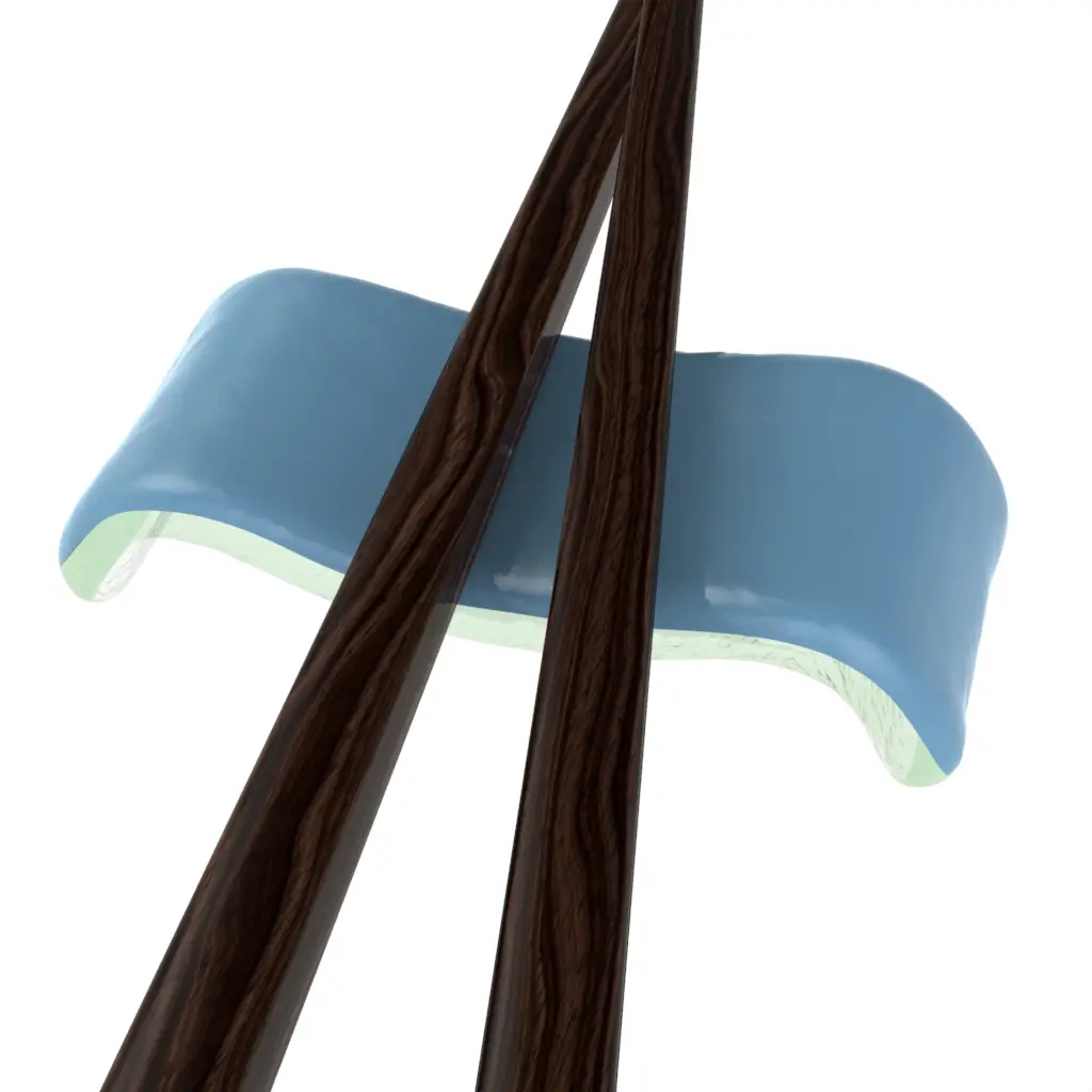 Japanese Chopstick Rest in Niagara Blue - Fine Dining Tableware - 3/4 View