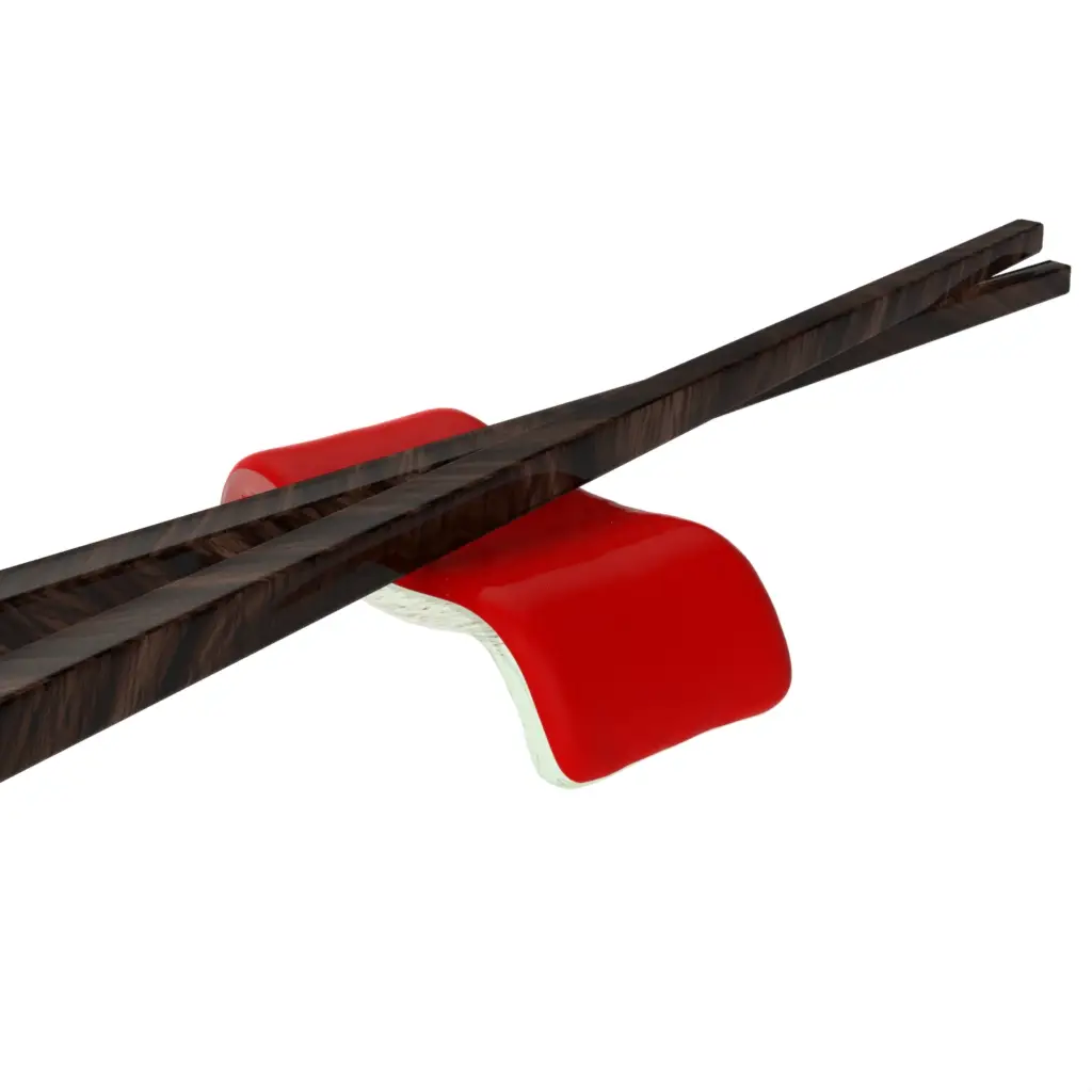 Japanese Chopstick Rest in Chinese Red - Fine Dining Tableware - 3/4 View