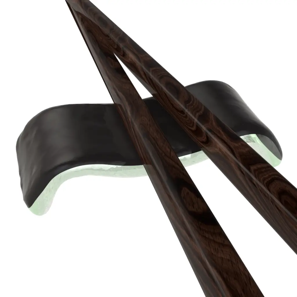 Japanese Chopstick Rest in Black - Fine Dining Tableware - 3/4 View