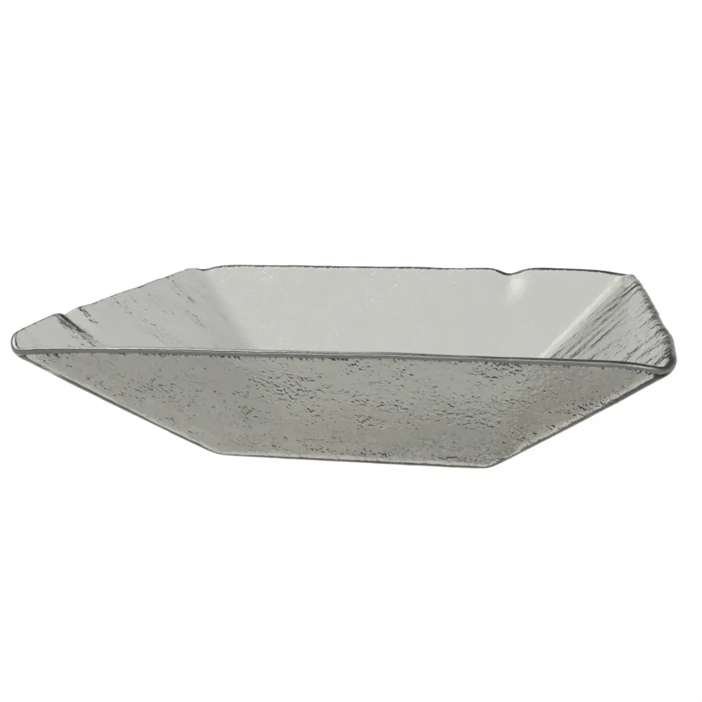 Large Display Bowl in Gray Textured Glass - Buffet Serveware - 3/4 View
