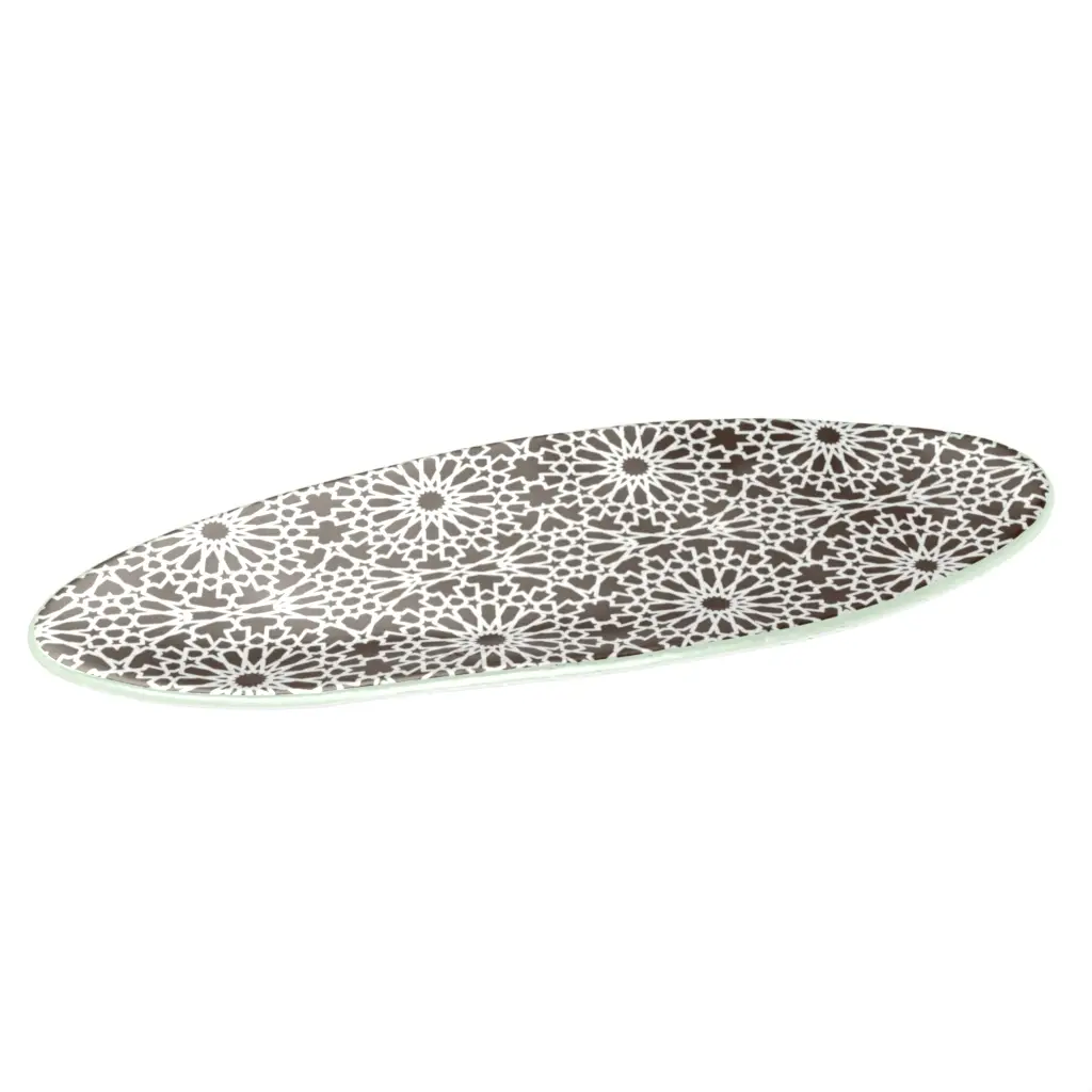 Large Glass Serving Platter in Golden Brown - Buffet Serveware - 3/4 View