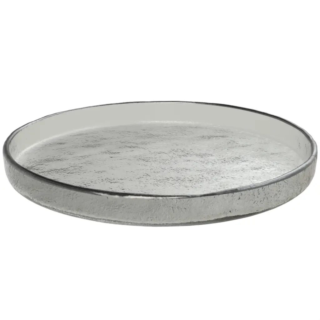 Large Serving Platter in Gray Textured Glass - Buffet Serveware - 3/4 View