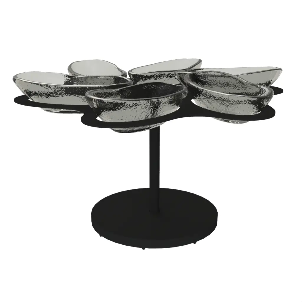 Lazy Susan Appetizer Tray in Gray Textured Glass - Serving Dishes - 3/4 View