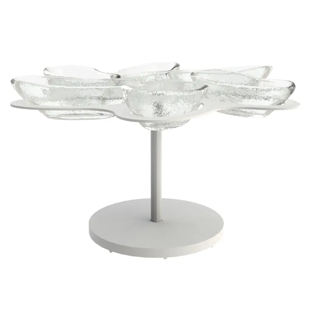 Lazy Susan Appetizer Tray in Glass With Texture - Serving Dishes - 3/4 View