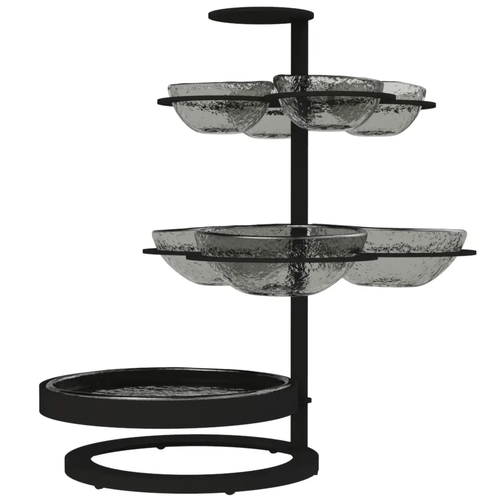 Lazy Susan Appetizer Tray in Gray Textured Glass - Serving Dishes - 3/4 View