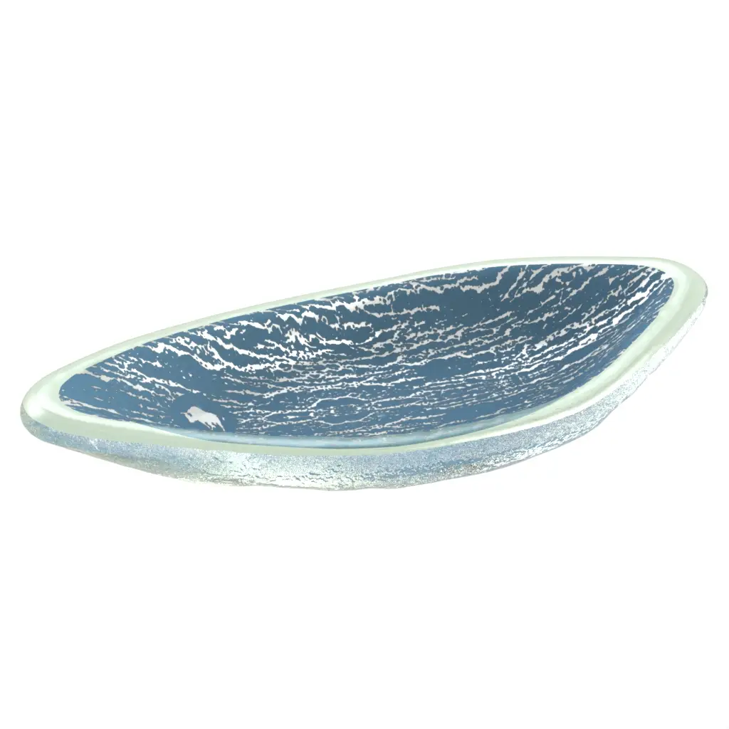 Leaf Appetizer Plate in Niagara Blue - Leaf Shaped Plates - 3/4 View