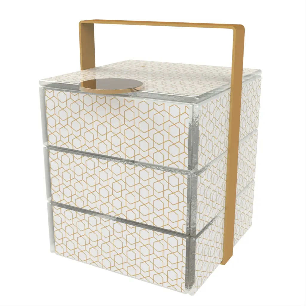 Luxury Picnic Basket in Milk White - Specialty Serveware - 3/4 View