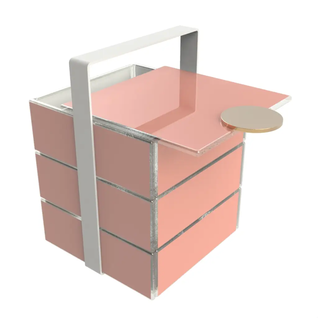 Luxury Picnic Basket in Light Salmon Pink - Specialty Serveware - 3/4 View