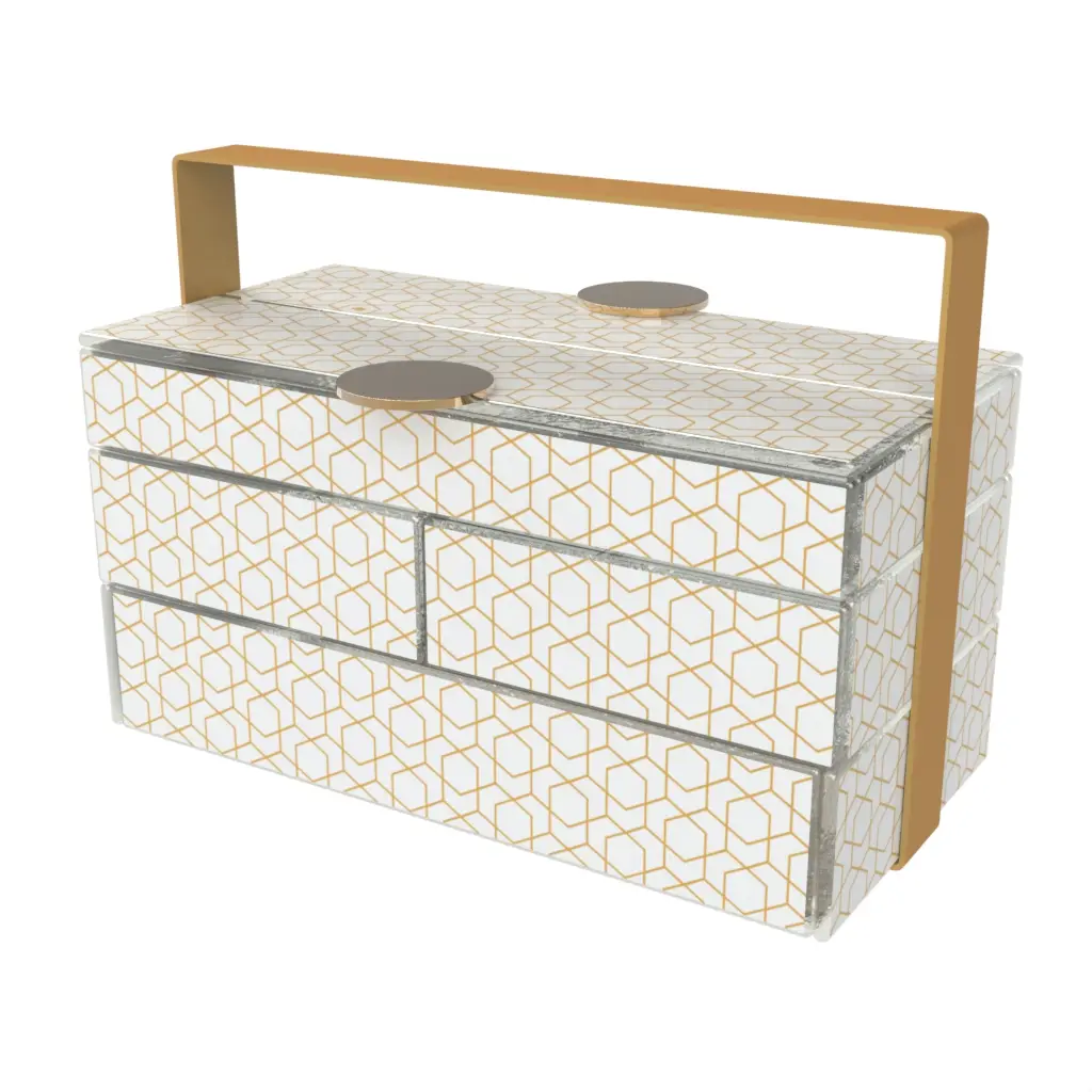 Luxury Picnic Basket in Milk White - Specialty Serveware - 3/4 View